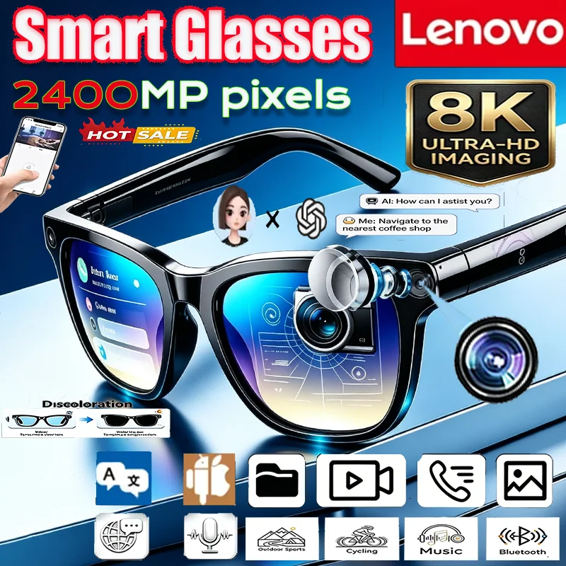 Smart Glasses Lens - Óculos Inteligentes Lenovo 8K 2400MP com
