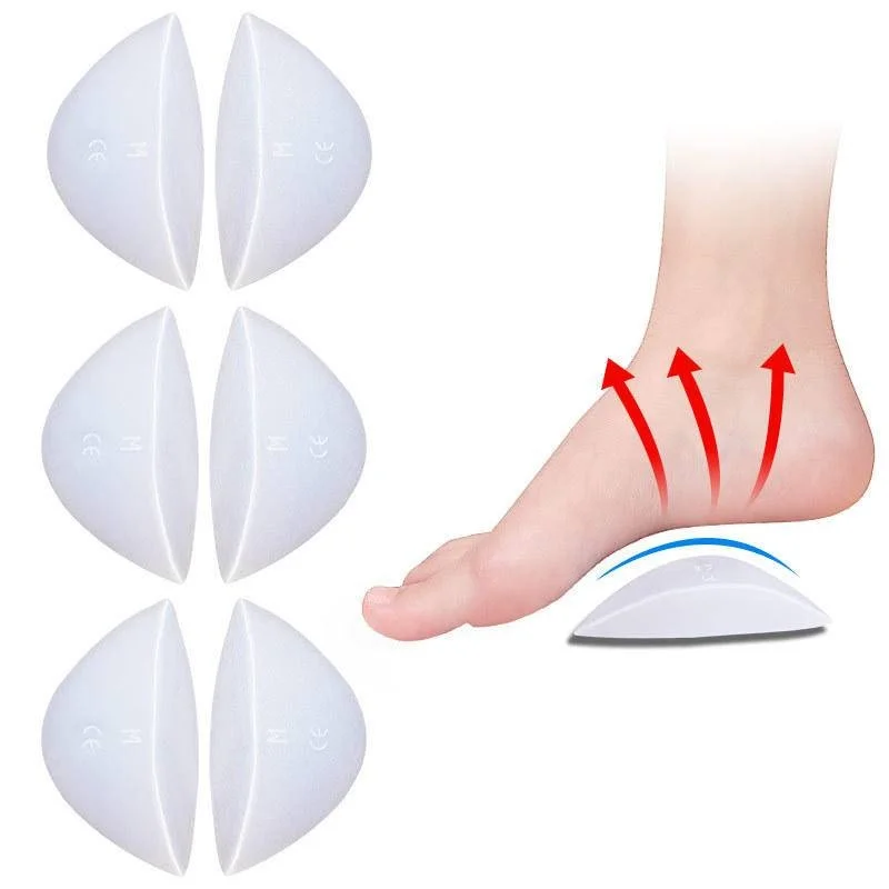 1Pair Gel Arch Support Shoe Insert for Flat Feet Transparent Adhesive Stick On Arch Support Pad for Women and Men