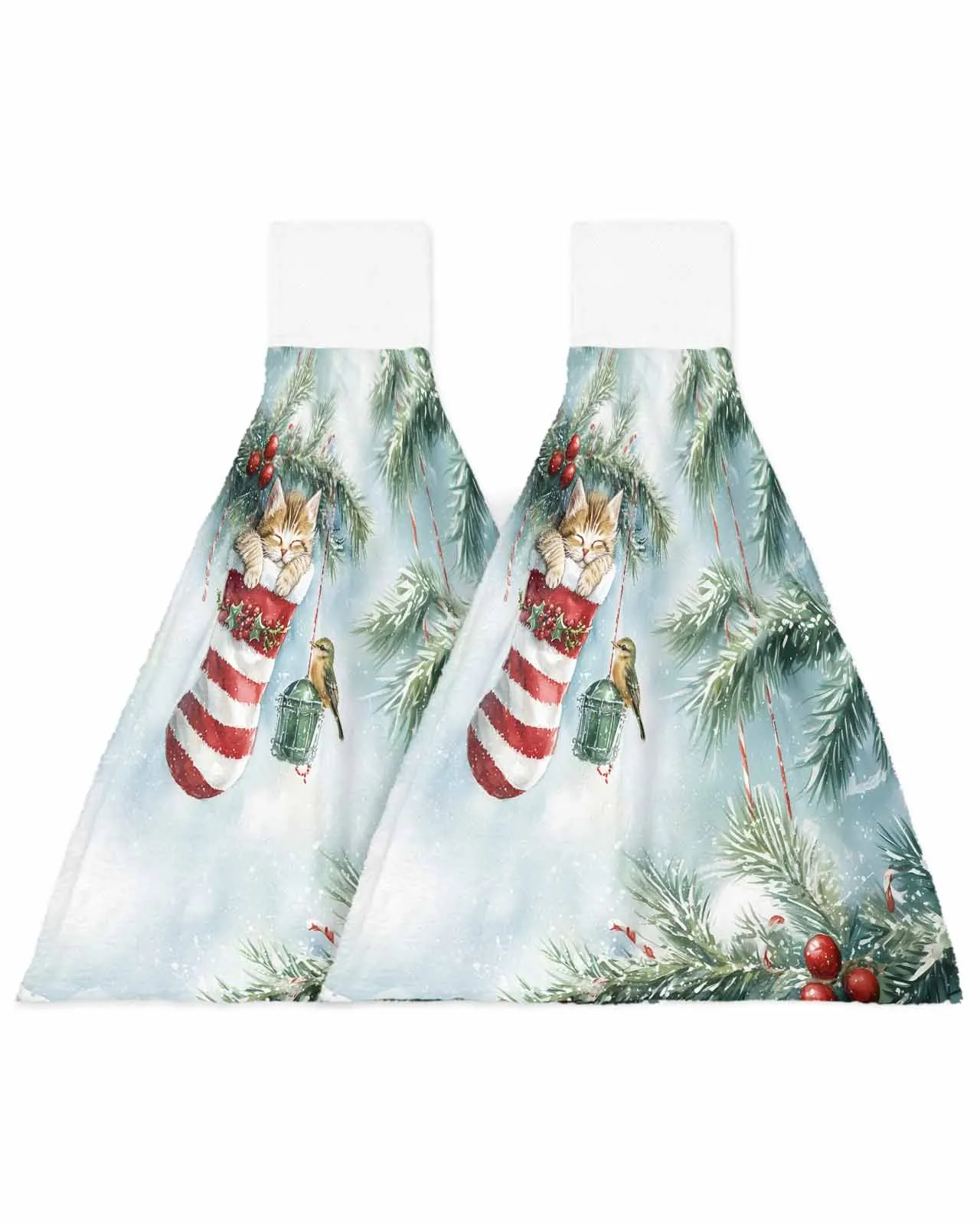 Christmas Star Cat Christmas Socks Plants Towel Cleaning Cloth Microfiber Soft Household Super Absorbent Dish Washing Cloth