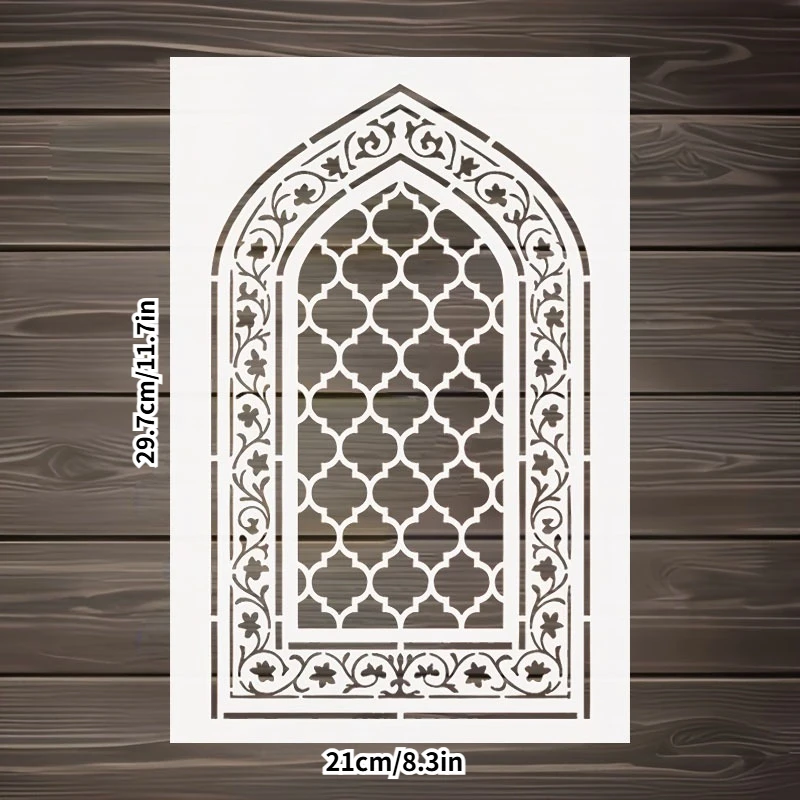 Moroccan Arch Window Line Stencil, Arabic Geometric Painting Template, Suitable for DIY Wall, Home Decor, Floor, and Furniture