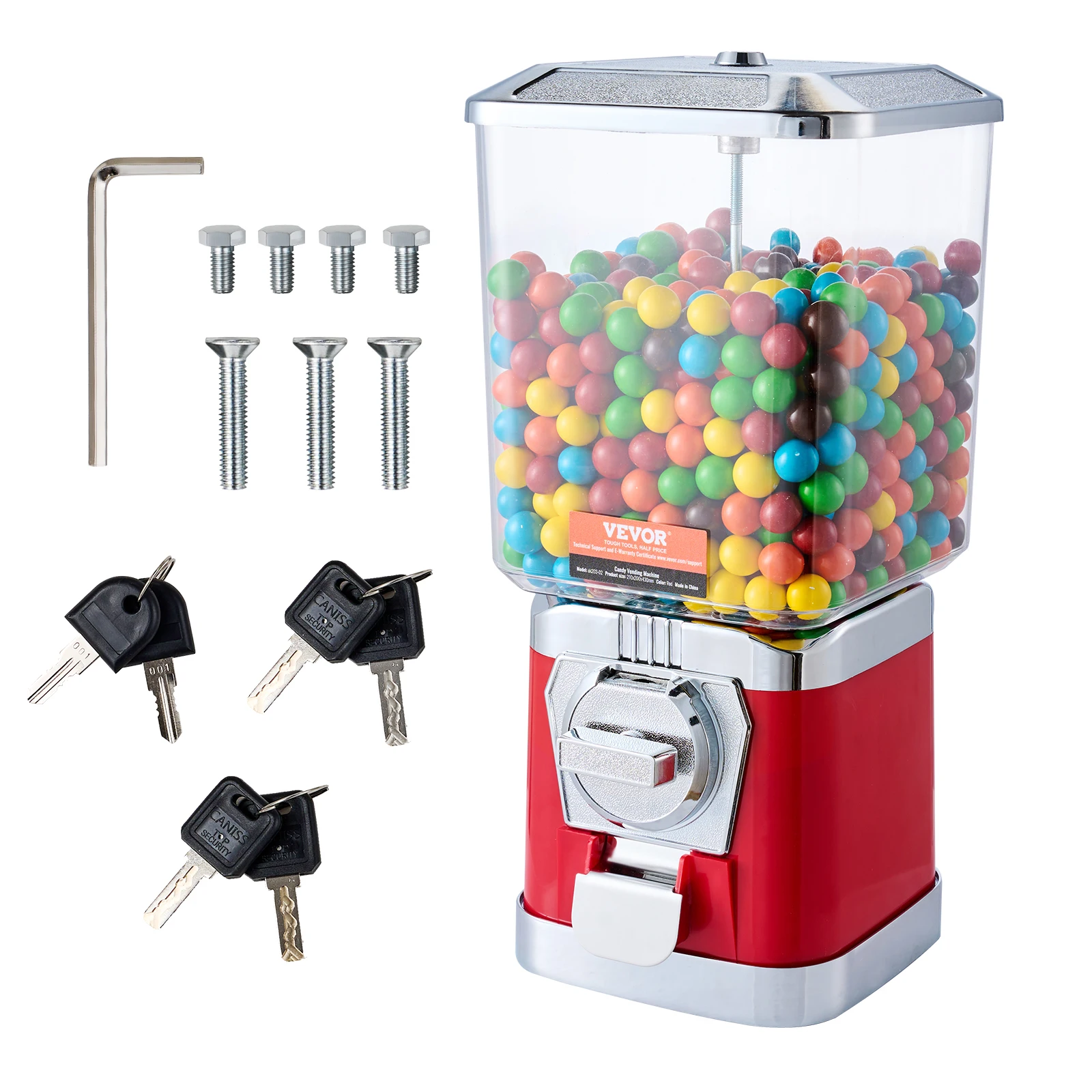 VEVOR 16/17inch Gumball Machine for Kids 25 Cents Coin Operated Gumball Bank Toy Capsules Bouncy Balls Candy For Game Stores