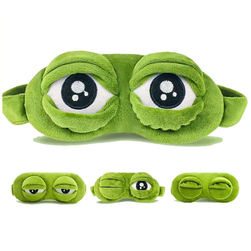 3D Sad Frog Sleep Mask for Men and Women, Natural Sleeping Eyeshade Cover, Eye Patch, Soft, Portable, Blindfold, Travel