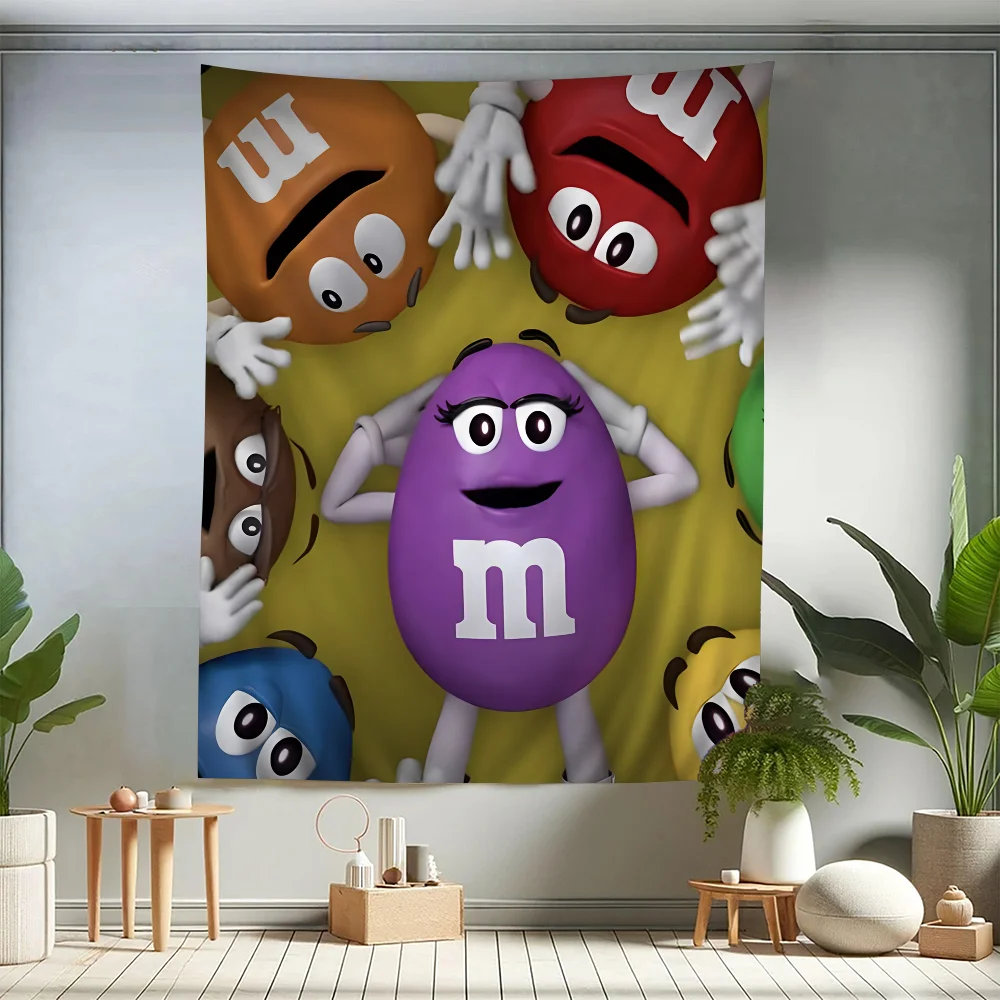 

Candy M-MS C-Chocolate M&M'S Cartoon Tapestry Bohemian Wall Tapestries Mandala Home Decor