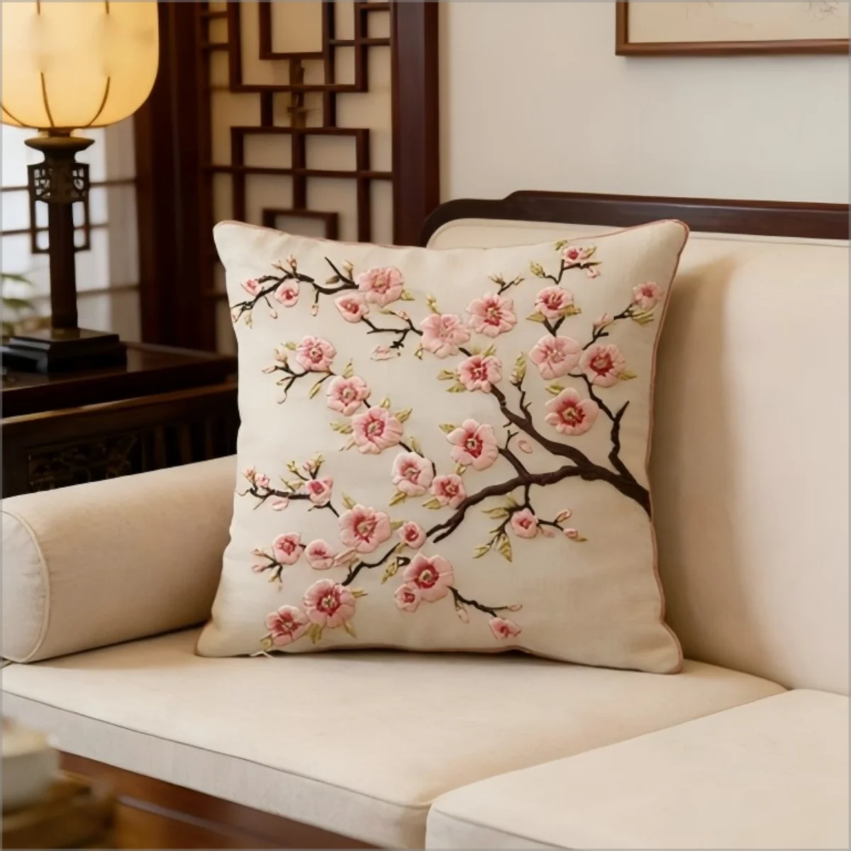 Vintage Floral Cherry Blossom Throw Pillow Cover, Double Sided Printed,for Sofa Couch Bedroom Living Room Home Decor