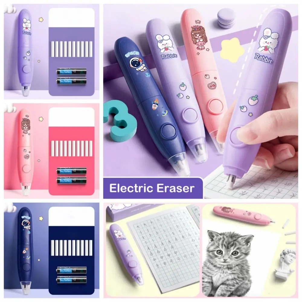 Less Rubber Debris Electric Eraser with Refills Labor-saving Leave No Mark Pencil Wiping Eraser‘ Core Replacement Traceless