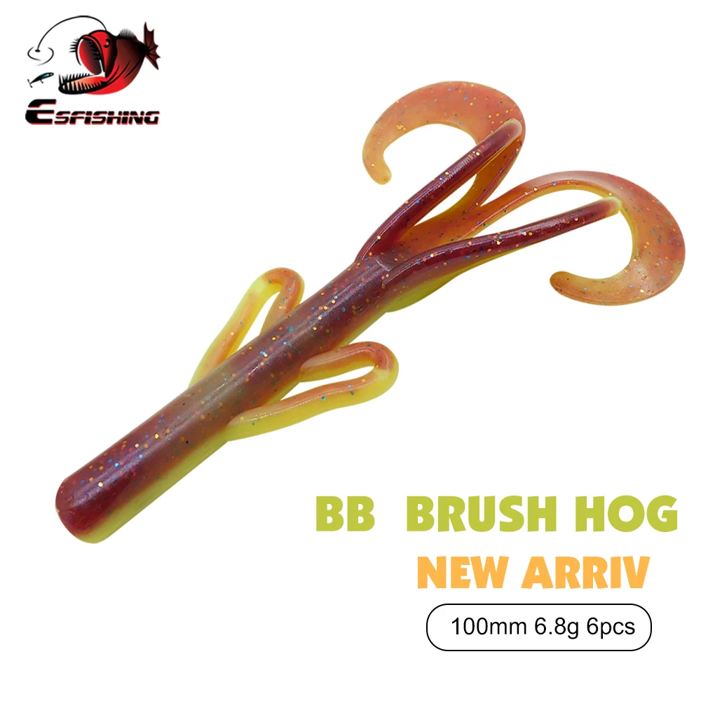 ESFISHING New shrimp BB Brush Hog 100mm Soft Lure Artificial Bait for Perch Pike Bass Saltwater