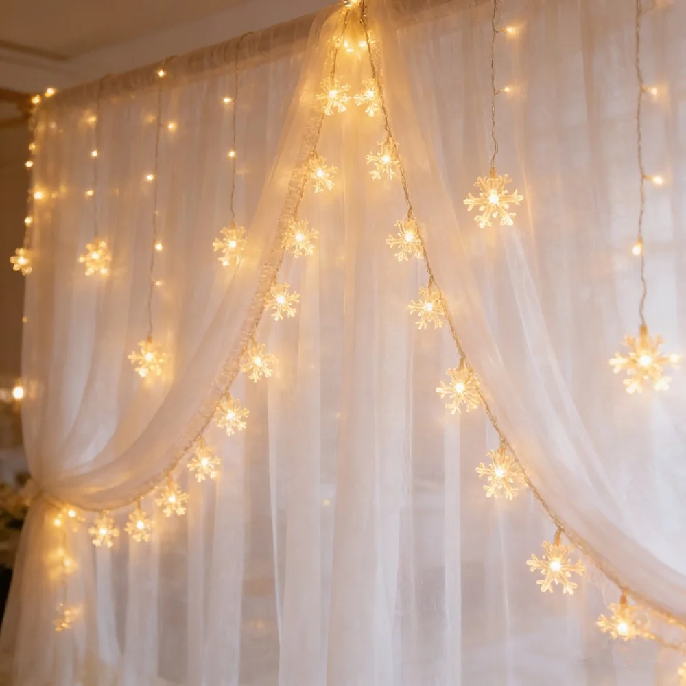 Garland Lamp 10/20/40 LED Snowflake String Garland Fairy Lights Battery Powered Home Decor Outdoor Garden Wedding Party Festoon