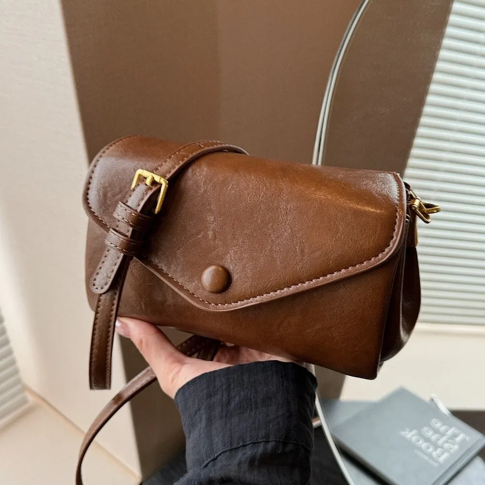 

Simple PU Leather Crossbody Bag Multifunctional Multi-Compartment Shoulder Bag Solid Color Messenger Bag Women