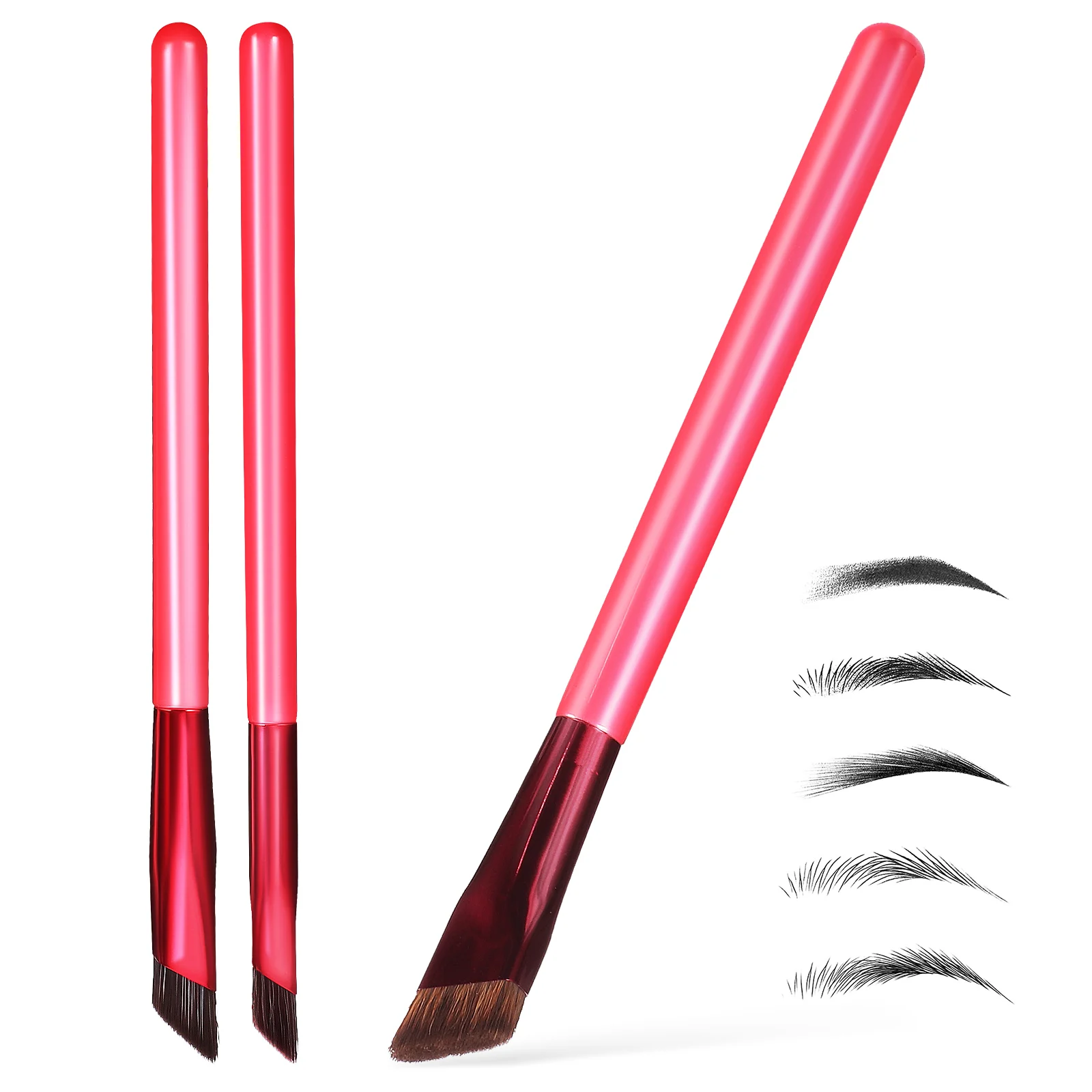 

3 pcs Eyebrow Brush Set Professional Makeup Tools Artificial Fiber Smooth Handle Realistic Wild Design Travel Size
