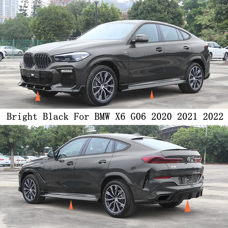 

Передний и задний диффузор для BMW X6 G06 2020 2021 2022, бампер, боковая юбка, комплект, спойлер-гриль из АБС-пластика, ярко-черный