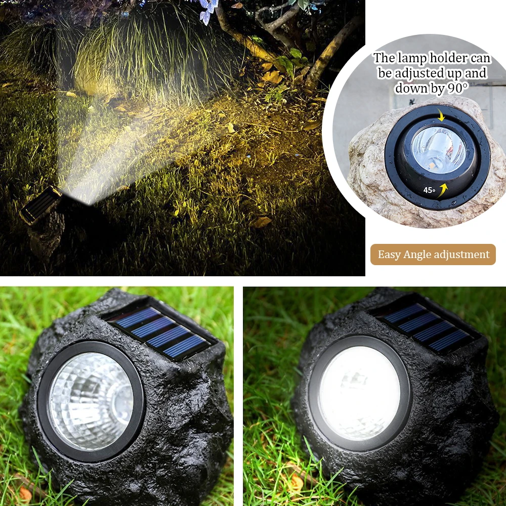 Solar Garden Resin Rock Lamp Waterproof Outdoor Decoration Simulation Stone Lamp Lawn Landscape Light