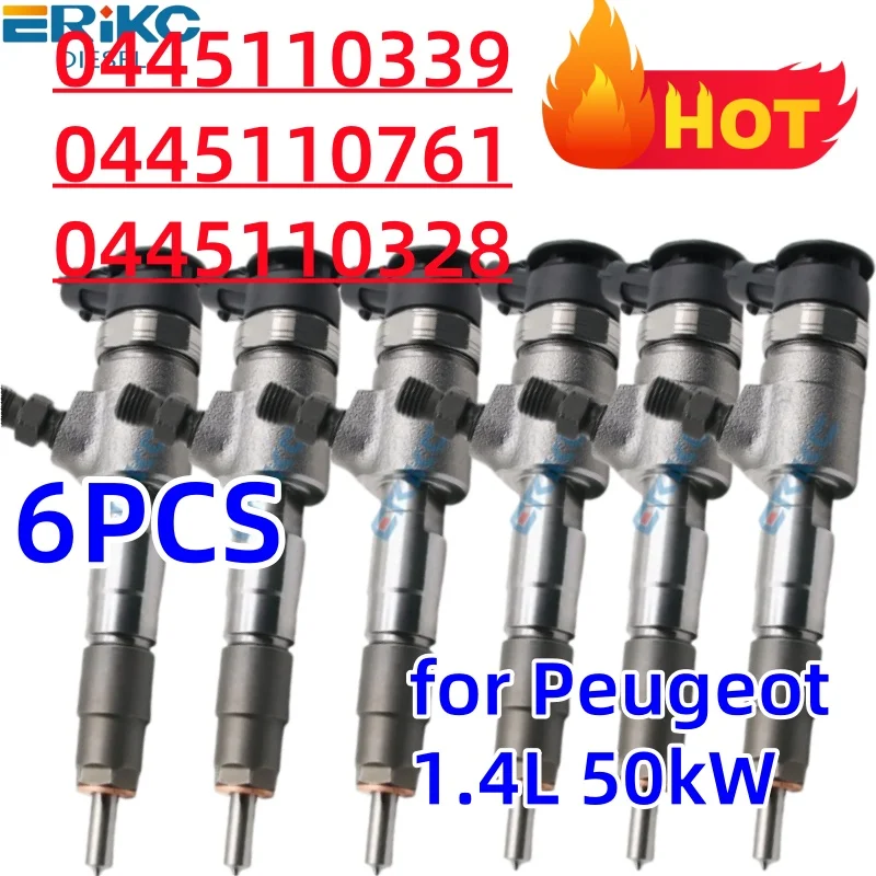 

6 шт. 0 445 110 761 топливная форсунка 0445110339 0445110761 0445110328 для дизельного двигателя Peugeot 1.4L 50 кВт ERIKC