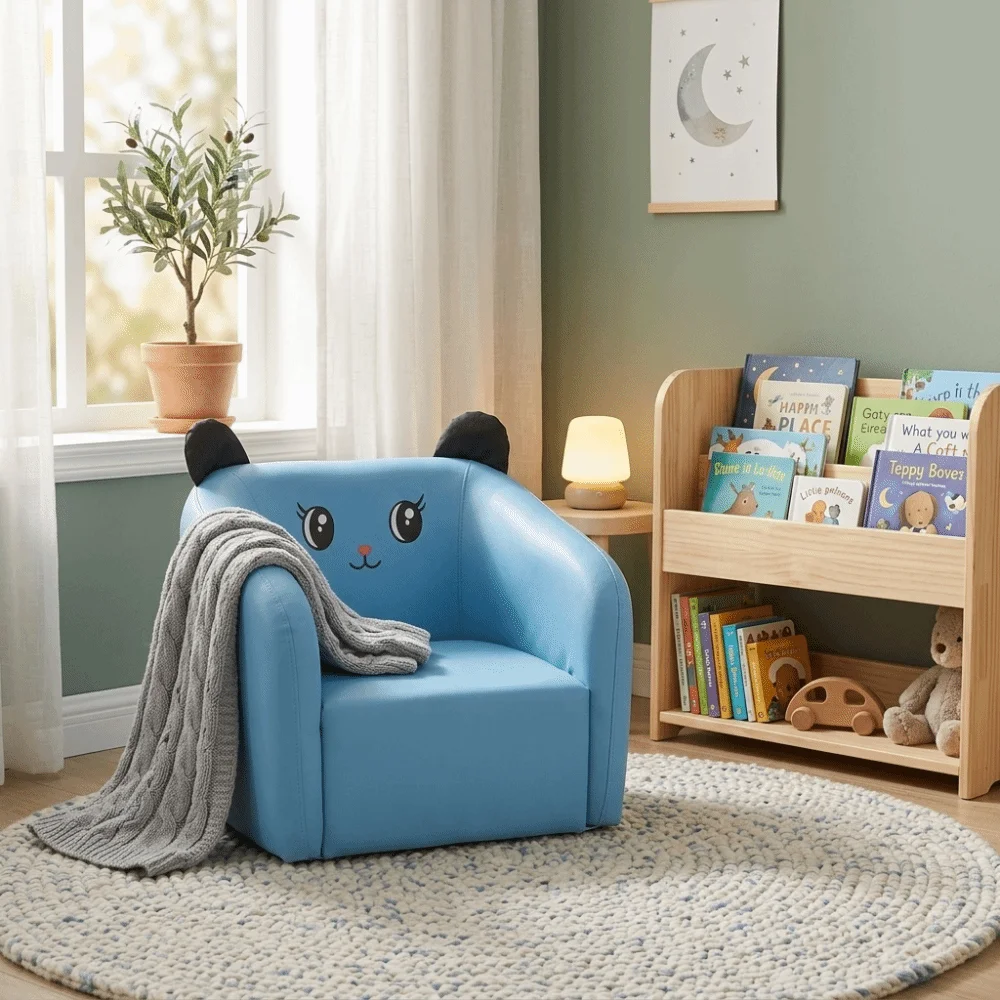 Compact Size Kids Sofa Chair Lightweight Structure Kid-Friendly Size Children Seating Furniture Small Couch Seat Cartoon Design