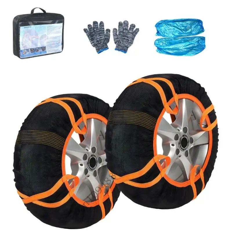 

0XXC Pack of 2 Semi Crossing Snow Traction Covers for Enhancing Grip on Icy Roads Quiet Design Ensures Comfortable Winter for