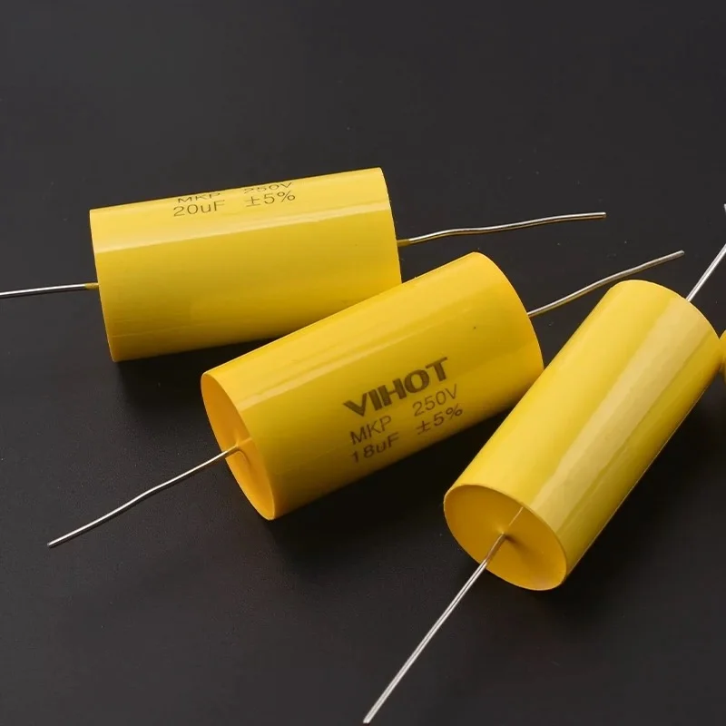 1PCS 250V Stepless MKP Axial Yellow Circle Piercing Capacitor 0.47~47uF Tweeter Film Capacitor Crossover Audio