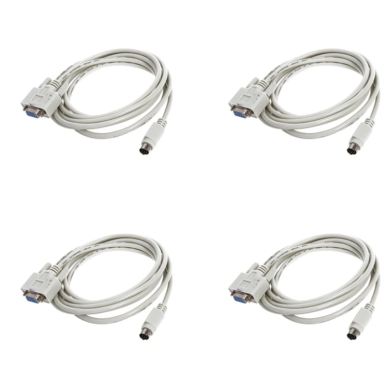 2025 New-4X DB9P To 8P Mini Din RS232 Download Cable White 8.2 Ft For PLC DVP-EH