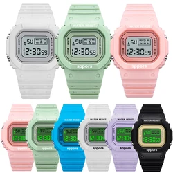 2021 Women's Simple Digital Luminous Electronic Watch Unisex Kids Square Watch Sports Student Waterproof Watch Set Alarm