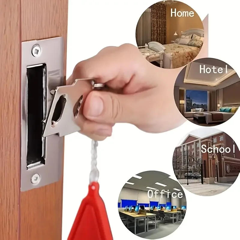 1pc portable travel safety door lock, suitable for travelers and families, universal sleep safety portable travel door lock