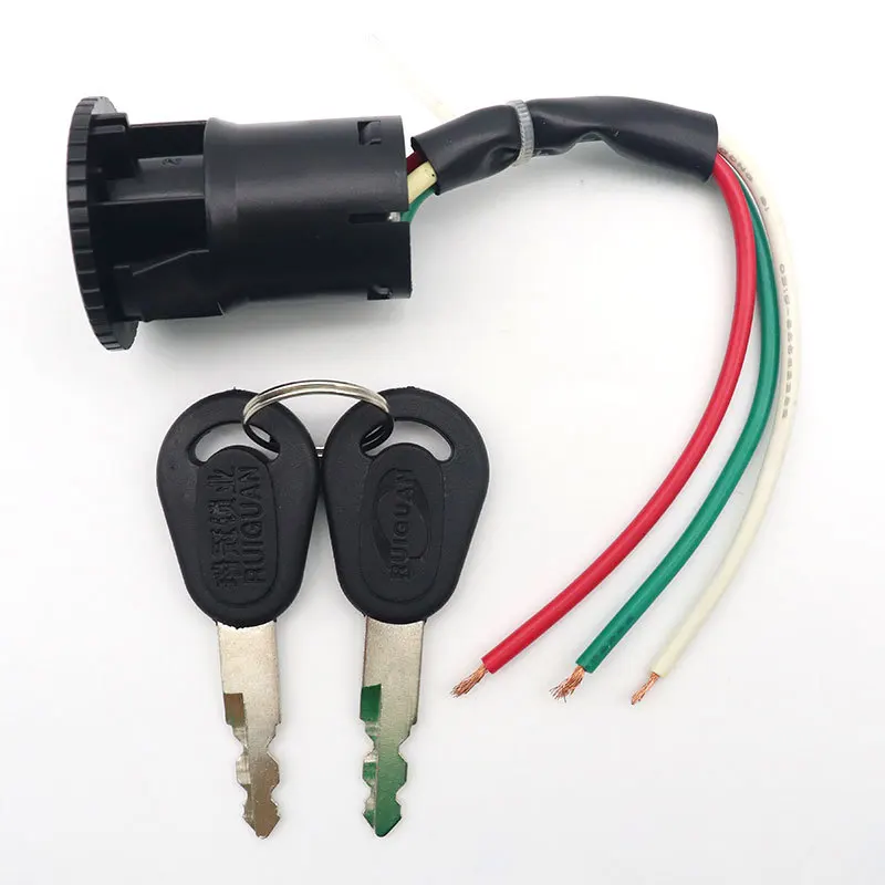 Universal Electric Bicycle 3 Wires Ignition Switch Lock Durable Motorbike Switches With 2 Keys For Scooter Motorcycles