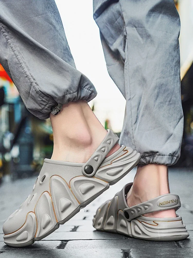 

Мужские тапочки, пляжные сандалии Eva с отверстиями, мужские трендовые туфли 2024, модные элегантные дешевые дизайнерские роскошные забавные туфли высокого качества