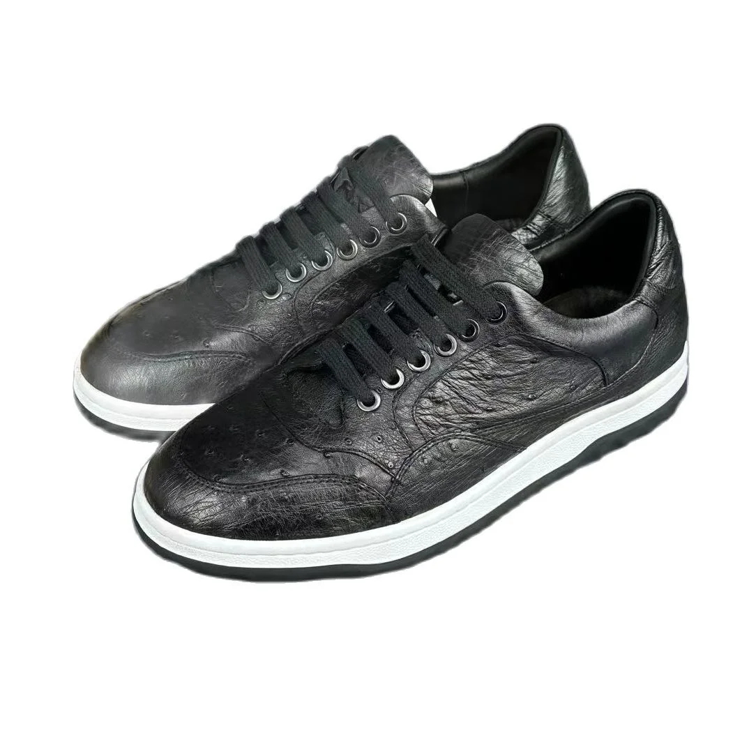 

2023 new arrival Fashion ostrich skin causal shoes men,male Genuine leather sneakers PDD205