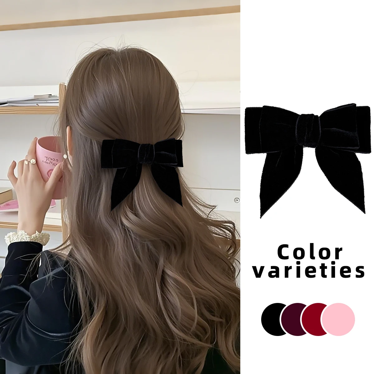 

A simple velvet bow hairpin from South Korea, a gentle and high-end hair accessory with a schoolgirl style