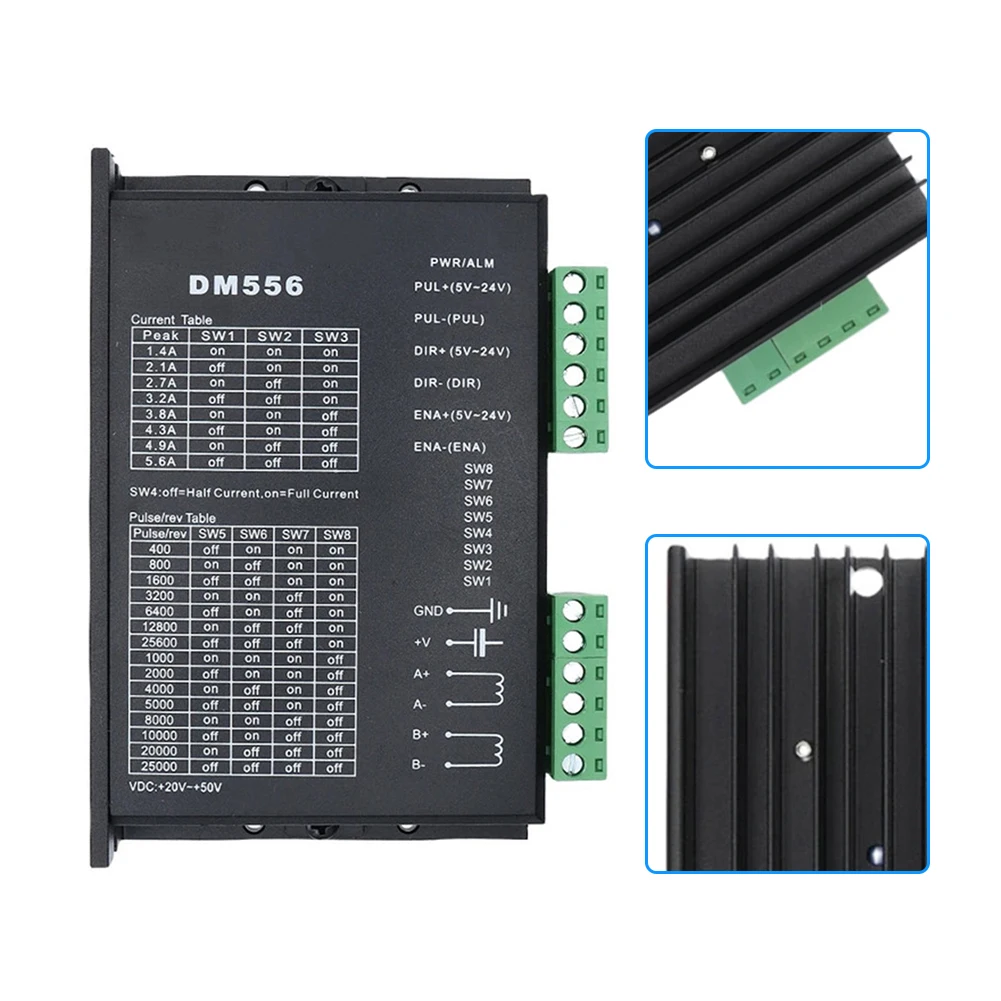 

Reliable Step Motor Driver DM556 Adjustable Current Wide Supply Voltage Range Suitable for Nema17 and For Nema23