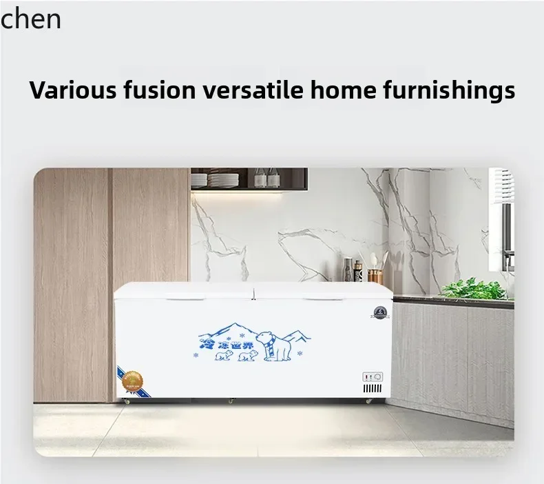 large capacity double temperature double room fresh-keeping and freezing dual-purpose horizontal copper tube refrigerator