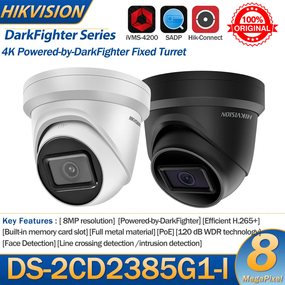 Hikvision 8MP IP Camera Original DS-2CD2385G1-I 4K PoE Dome Security CCTV Face Detect Powered by Darkfighter Video Surveillance