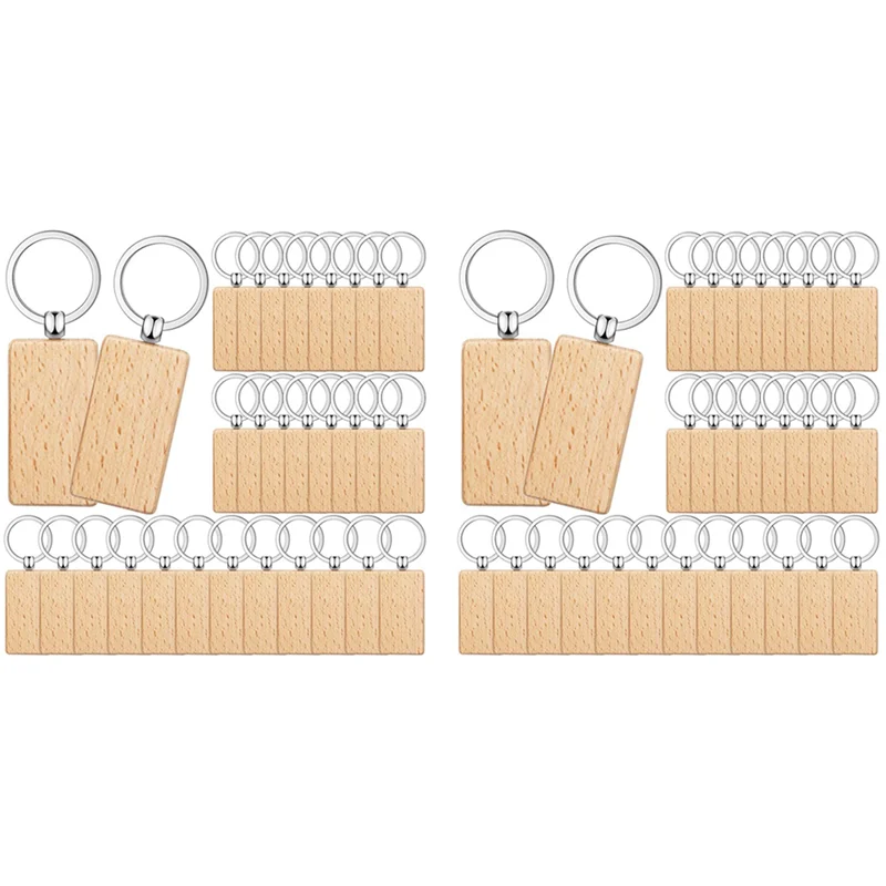 

ABWP-100 Pieces Blank Wooden Key Tag Key Engraving Blanks Unfinished Wood Keychain Key Ring Key Tags For DIY Crafts,Rectangle