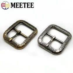 Meetee 2/5Pcs 20/35mm Vintage Ancient Silver Brass Belt Buckles Metal Pin Buckle Head Leather Band Clasp Decoration Accessories