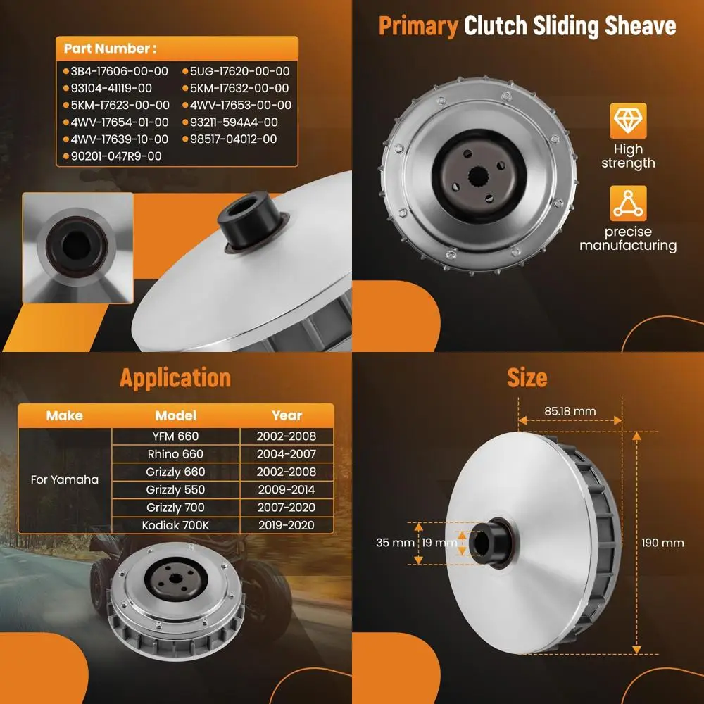 

Первичный шкив сцепления Tuningsworld в сборе для Yamaha Rhino 660 4x4 2004-2007, Grizzly 660 2002-2008, Grizzly 550 2009-2014, Gr