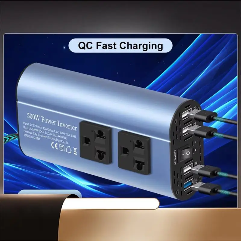 

500W Modified Wave Inverter 12V/24V To 220V Car Inverter Converter Modified Wave Inverter Portable Automotive Charger Inverter-N