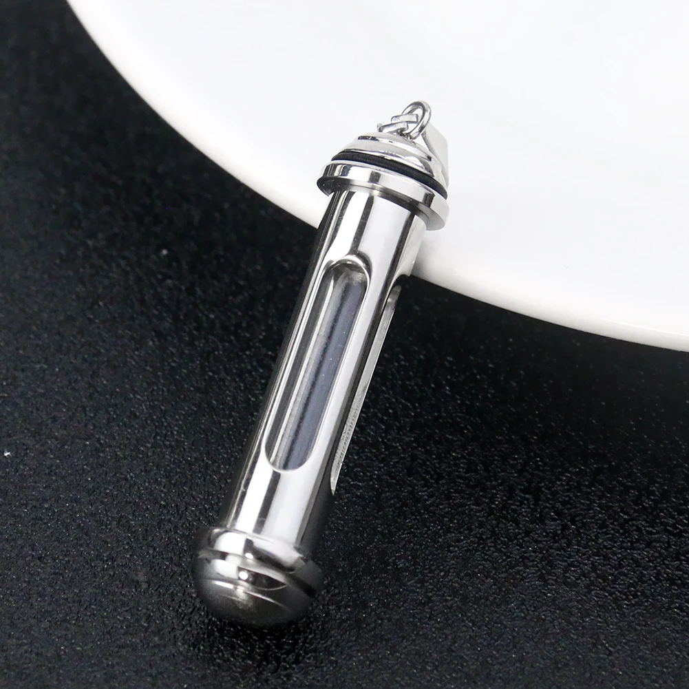 Stainless Steel Cylinder Tube Bottle Ashes Urn Pendant Jewelry Memorial Open Eternity Cremation Necklace Ash Case Pill Holder