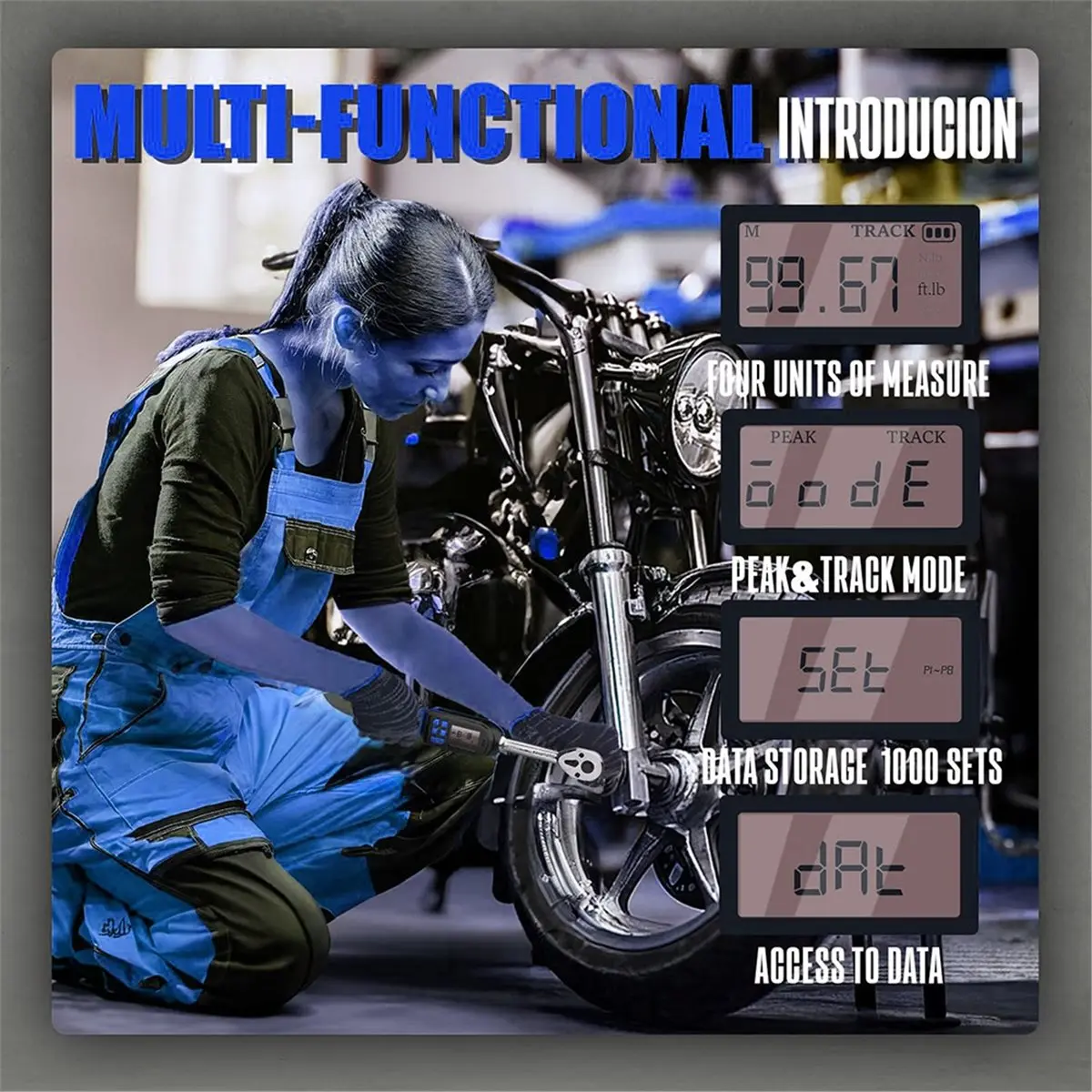 3/8 2.2-44.3 Ft-Lbs 3-60N.M Digital Torque Wrench with Buzzer and LED Flash Notification
