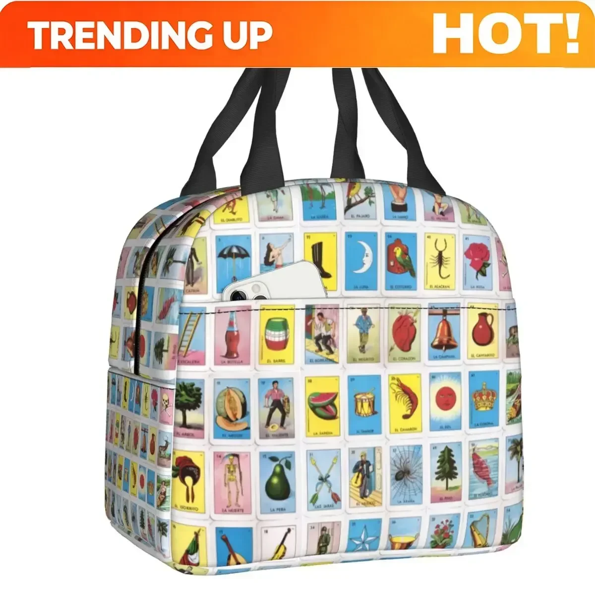Custom Bag Custom Custom Loteria Card Mexican Bingo Lottery Insulated Lunch Tote Bag For Women Portable Thermal Cooler Food Lunc