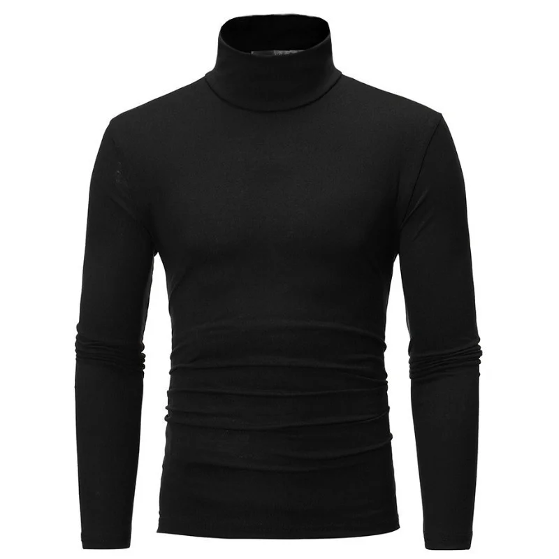 Men's High Collar Sweatshirt Pullover Casual Solid Color Sweaters Long Sleeve Warm Knitted Turtleneck Outerwear