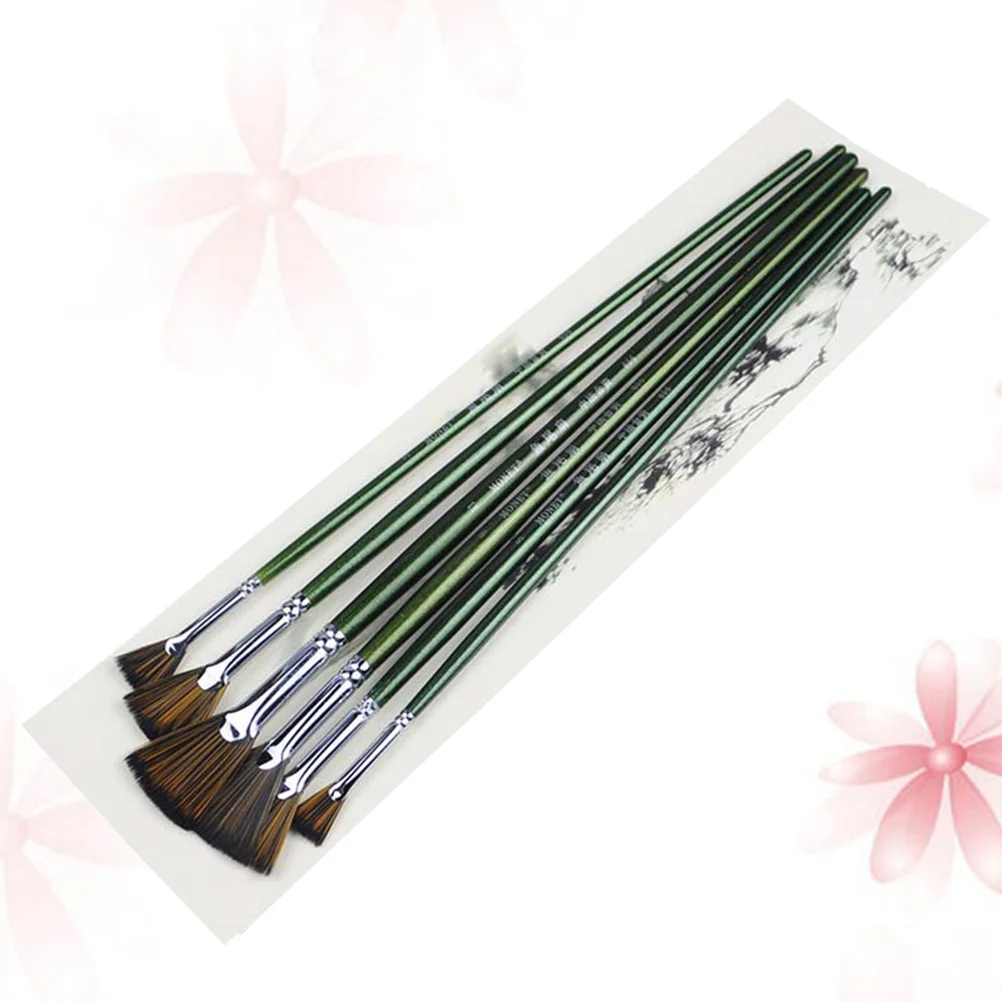 

6Pcs Nylon Hair Painting Brushes Durable Wooden Handle Art Painting Tools for Watercolor Gouache Oil Acrylic