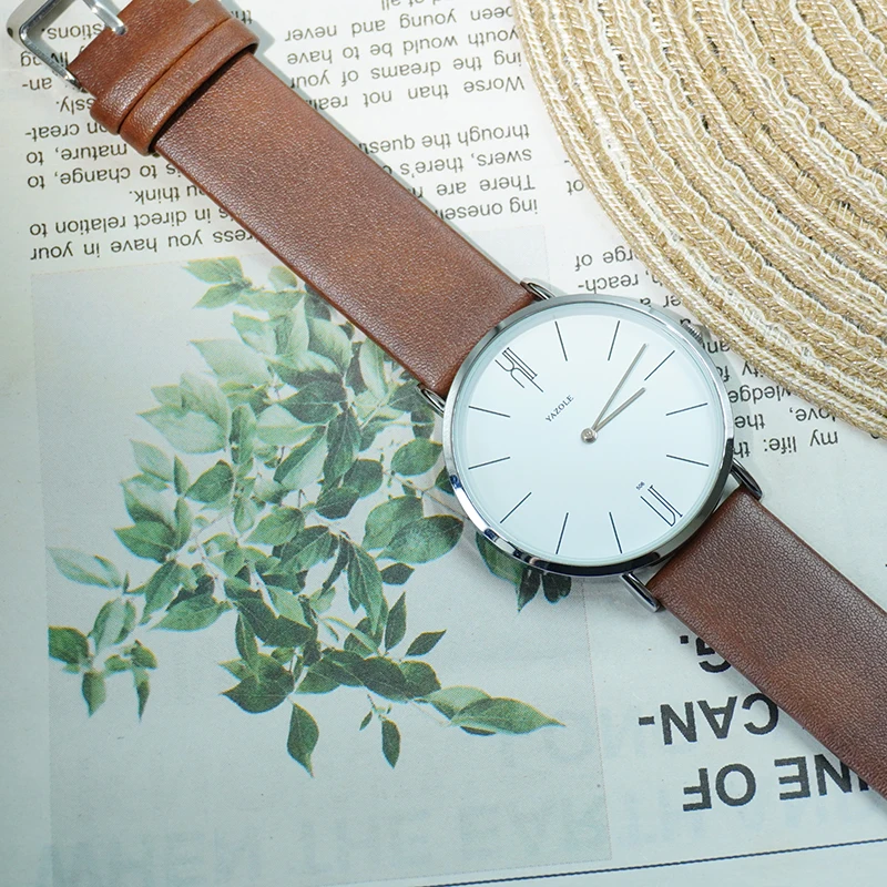 YAZOLE シンプルなメンズ腕時計学生トレンドスポーツクォーツマンウォッチラウンドダイヤル PU ストラップ防水男性腕時計