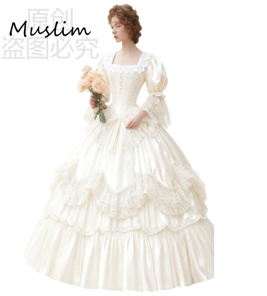 

Victorian Inspired1980s Wedding Dress 2026 Square Neck Countess Medieval Bridal Dress Elegant Ceremony Renaissance Bride Dress