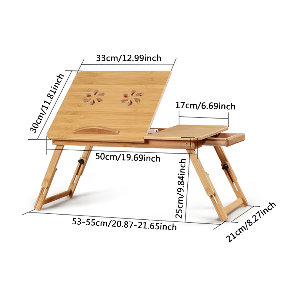 مكتب كمبيوتر محمول خشبي قابل للطي، طاولة طالب مدمجة، طاولة قراءة بجانب السرير موفرة للمساحة، متعددة الوظائف #6