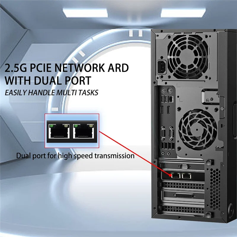 

Сетевая карта Pcie To RJ45 I226-V, 2500 Мбит/с, 2,5G Gigabit Ethernet, два порта, 100/1000/2500 Мбит/с, сетевая карта для настольного компьютера, черная