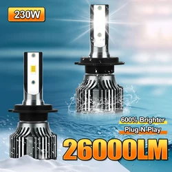 9005/HB3 9006/HB4 H7 H11 H13 H4 Car LED Headlights 26000LM 6500K Super Brightness 400M Lightning Range 2pcs