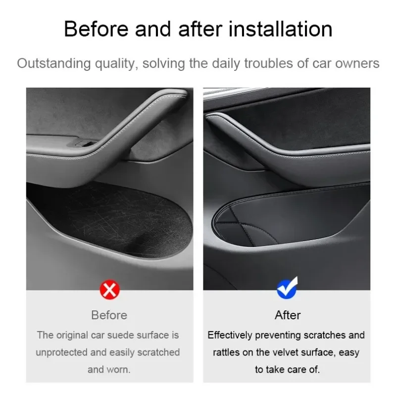 For Tesla Model 3 Highland Door Storage Box Mat Leather Gate Slot Pad Storage Box Mat Model Y Door Side Organizer Full Cover Mat