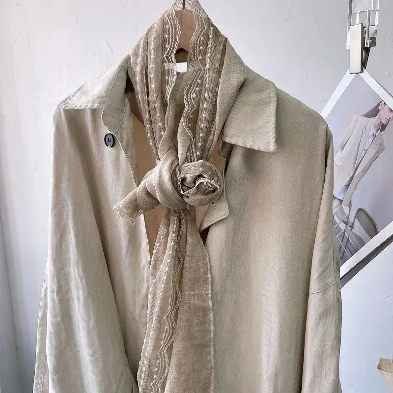 الكتاني الدانتيل القطن والكتان وشاح رقيق المرأة الشتاء شال الربيع والخريف النمط الأجنبي أزياء الحرير بلون #3