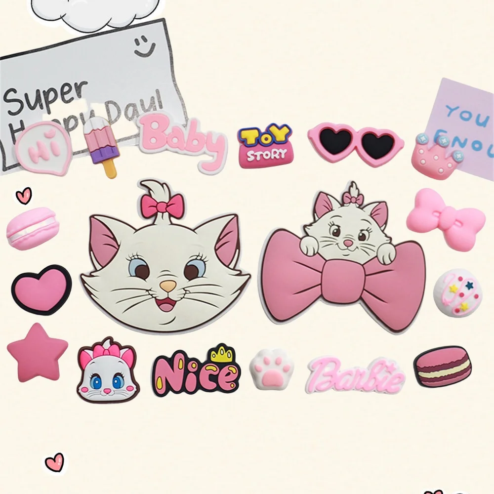 

Miniso Cartoon Mary Cat White Cat DIY Accessories Water Cup Phone Case Drag Shoes Accessories Slippers Patch Decoration