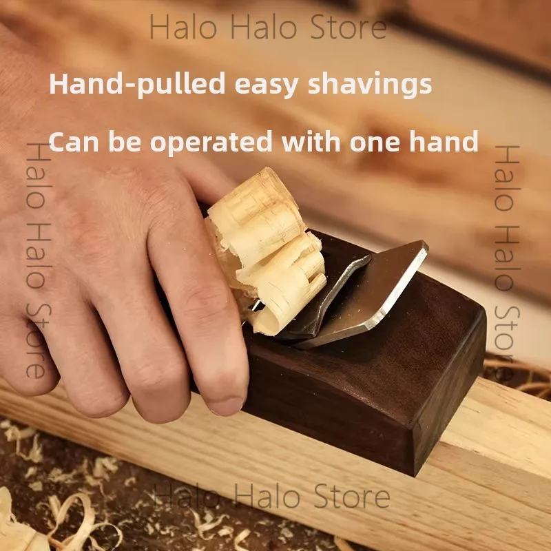 Desktop ebony hand-pulled planer streamlined wood planer trimming shavings carpenter