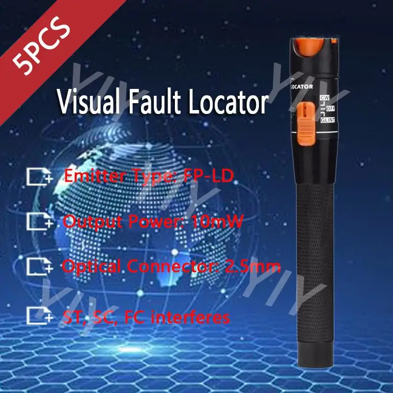 

5 Pieces/Lot FTTH Visual Fault Locator 10mw Light Fiber Optic Cable Tester Red Laser Pen Style FC/SC/ST Adapter Optica Cable