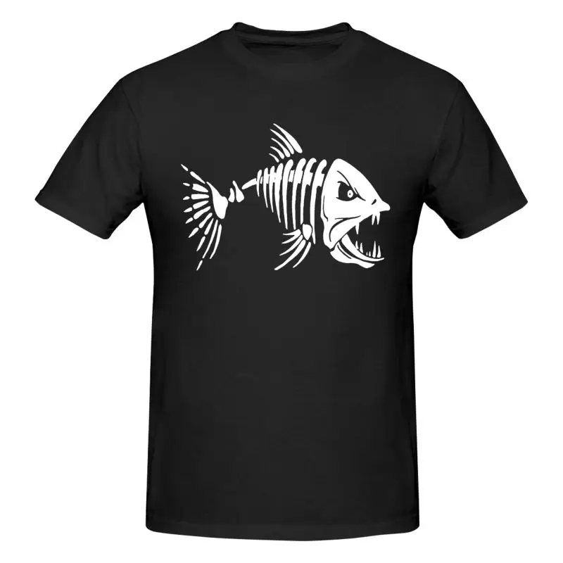 Bone Fish Graphic Print T Shirt Funny Men Large Size Cotton Casual T-shirts Summer Short Sleeve Tops Tees Streetwears