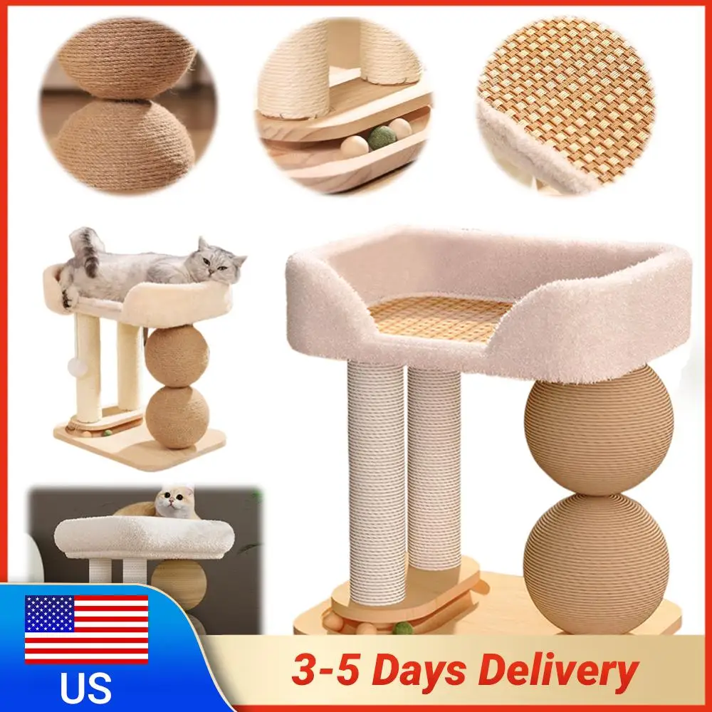 

Cat Climbing Frame with Sisal Ball Cat Jumping Platform Breathable Cooling Mat Cat Bed Pet Supplies Climbing Frame